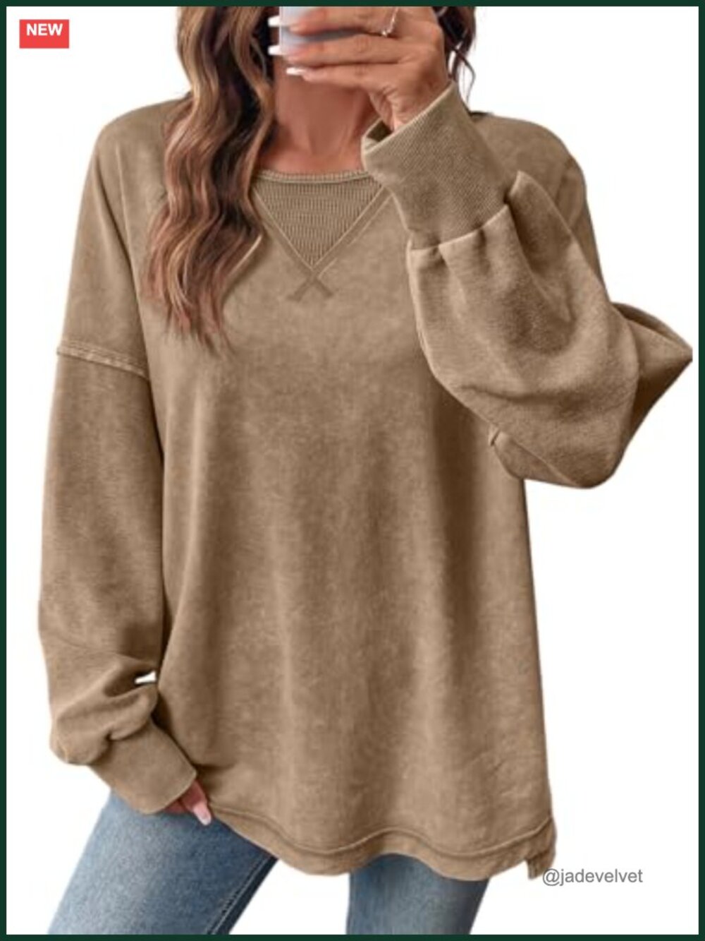 Women's Long Sleeve Crewneck Sweatshirt Cotton Blend Loose Fit